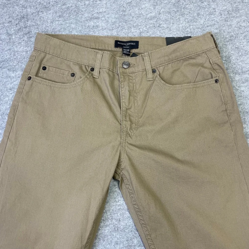 NEW Banana Republic Slim Fit Khaki Tan Textured Pants 31x30 Casual Travel
